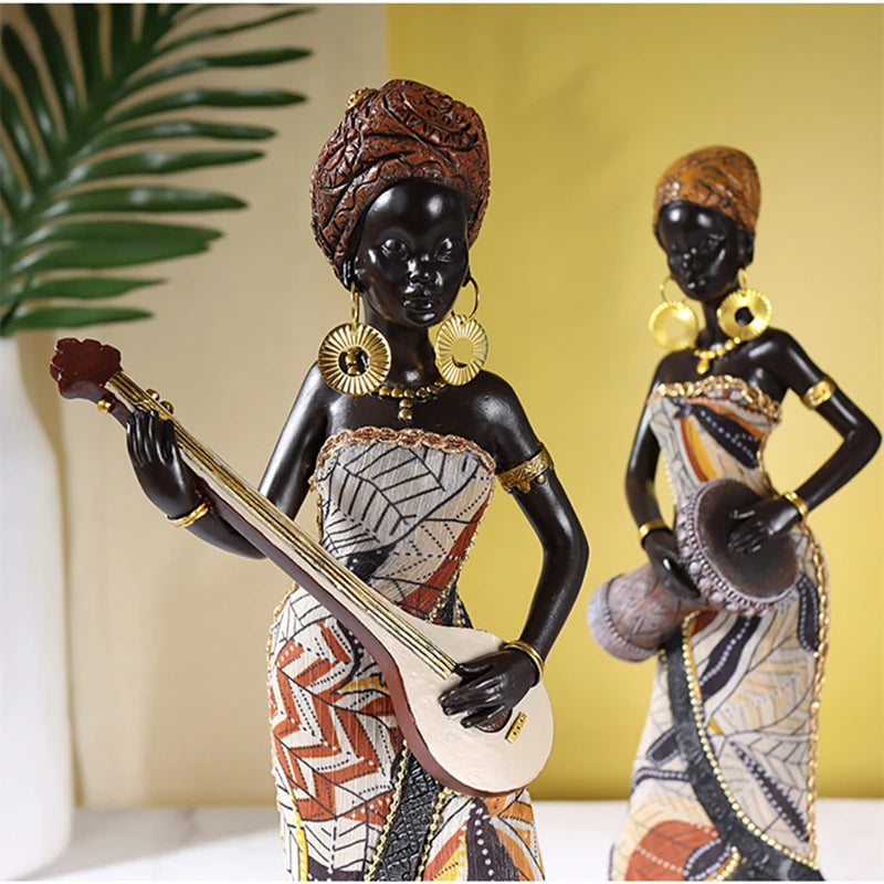 Heritage Grace – Elegant African Woman Sculpture in Resin