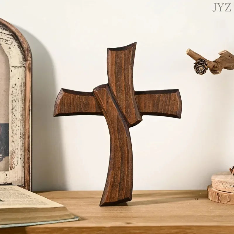 Cross of Faith – Simple and Elegant Christian Cross, Hand Carved for Your Religious Décor