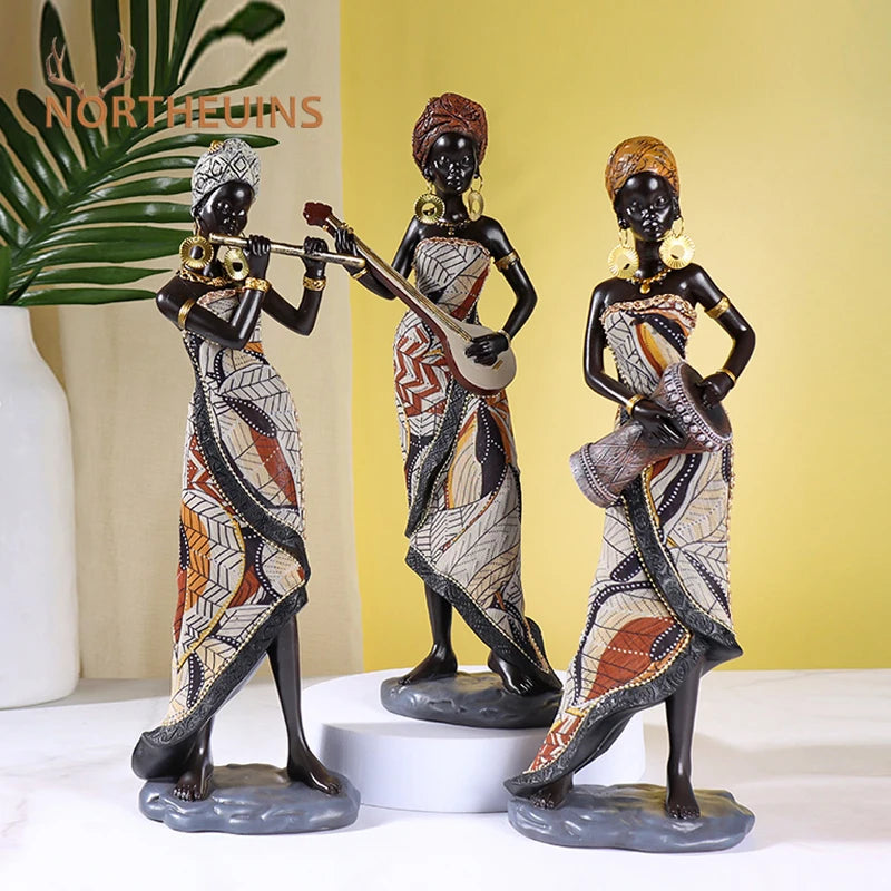 Heritage Grace – Elegant African Woman Sculpture in Resin