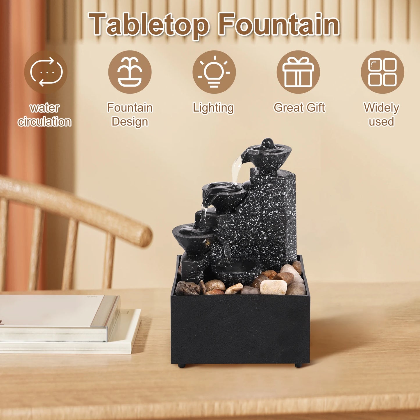 Calm Waters – Desktop Fountain with Soft Lights for Relaxing