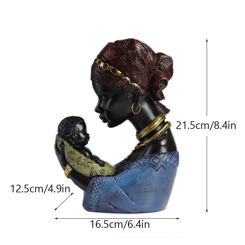 Matriarch Bond – African Resin Mother and Child Statue