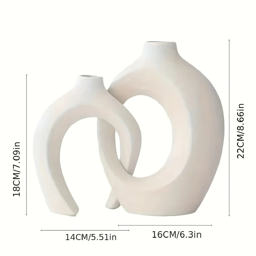 Modern Harmony – Set of 2 Boho Hollow Vases for Home Decor