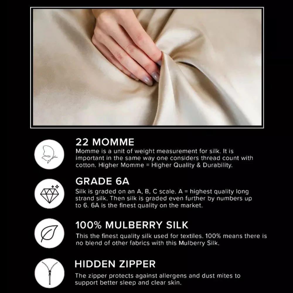 LunaLuxe Pillowcase – 100% Natural Mulberry Silk Luxury Cover