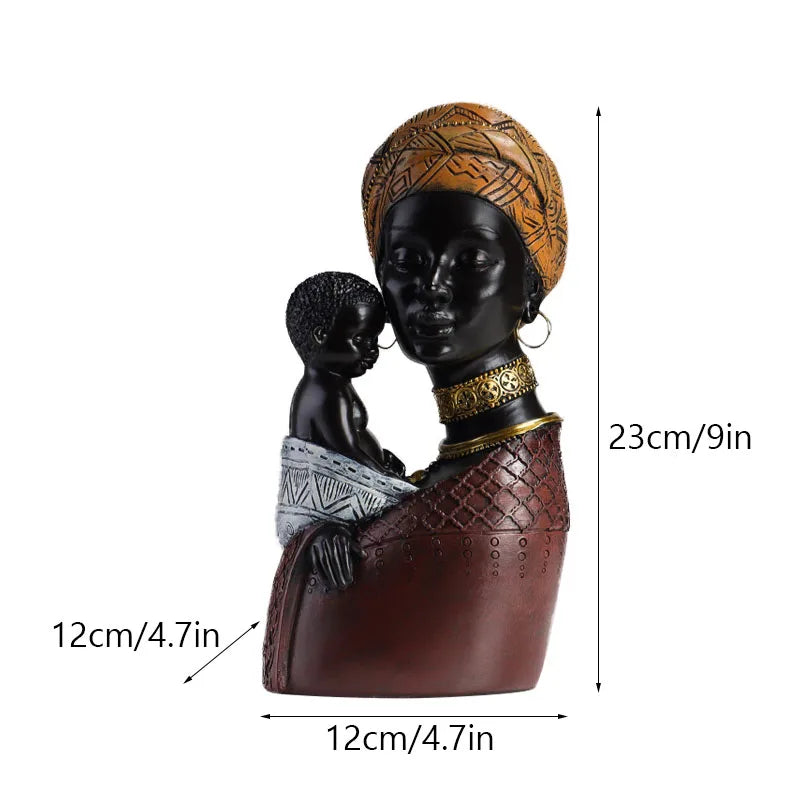 Matriarch Bond – African Resin Mother and Child Statue