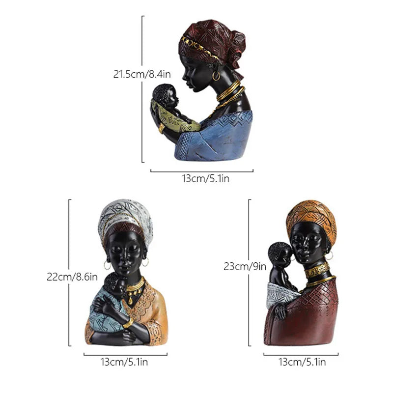 Matriarch Bond – African Resin Mother and Child Statue