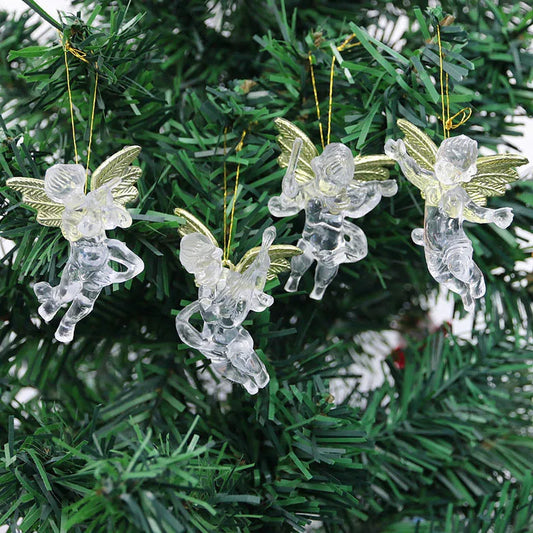 Festive Transparent Angel Ornaments (4 Pcs/bag)