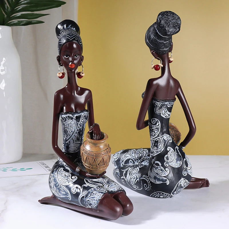 Heritage Grace – Elegant African Woman Sculpture in Resin