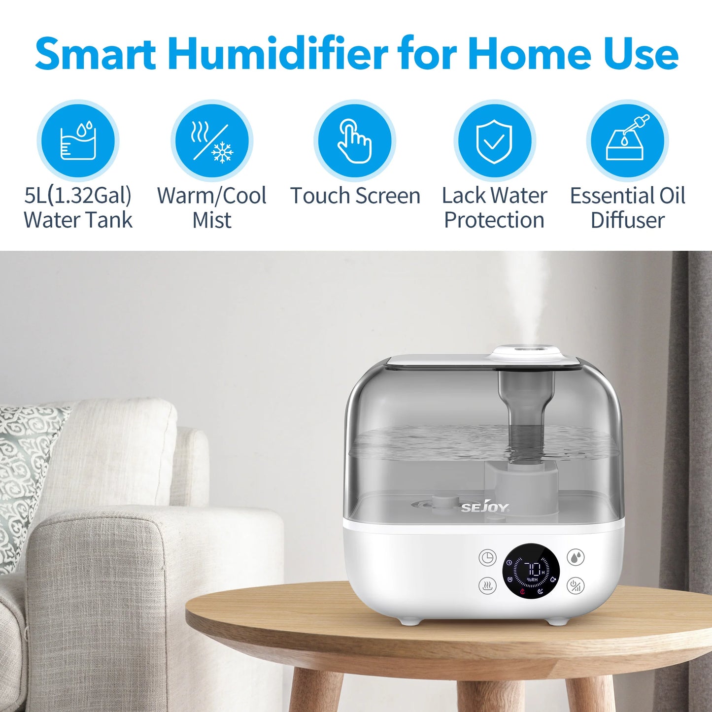 AquaCloud 5L – Ultra Humidifier for Large Rooms (110/220V)