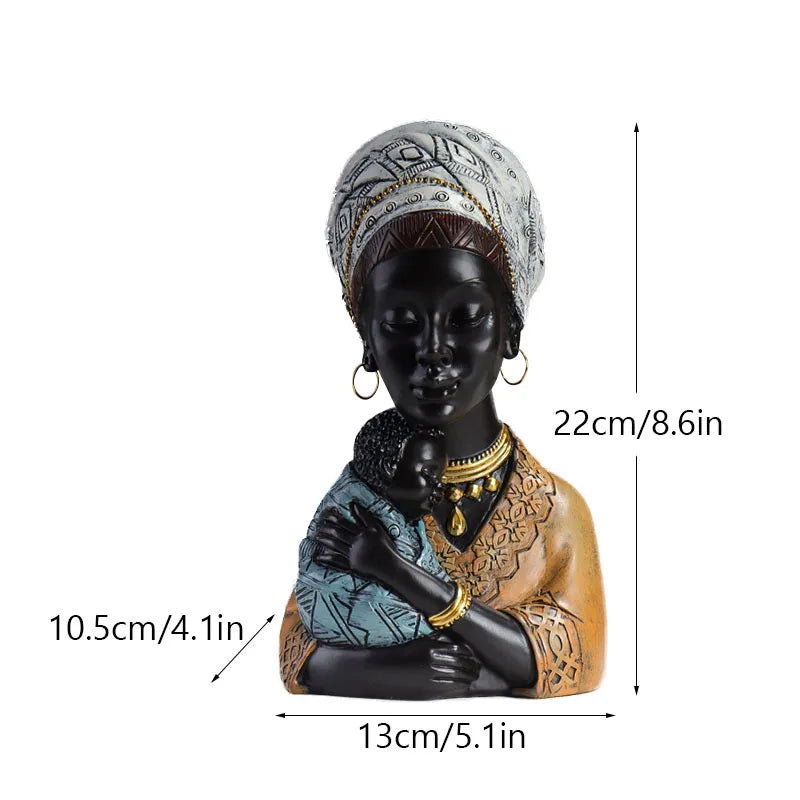 Matriarch Bond – African Resin Mother and Child Statue