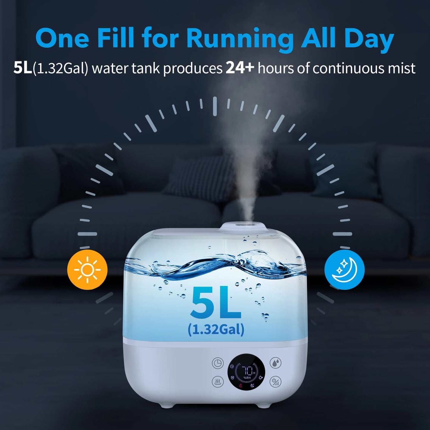 AquaCloud 5L – Ultra Humidifier for Large Rooms (110/220V)