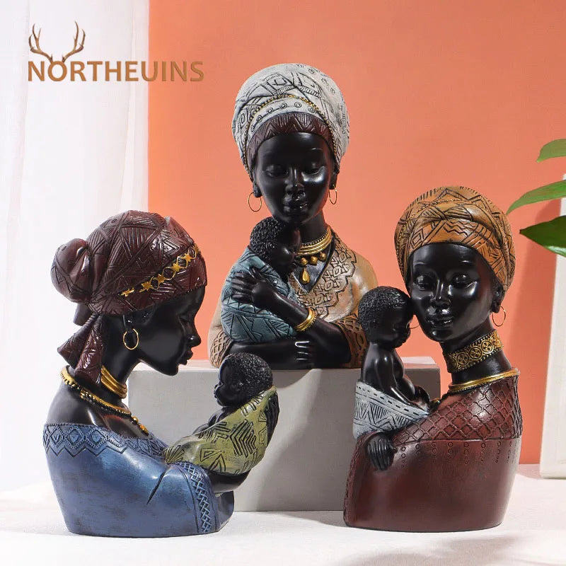 Matriarch Bond – African Resin Mother and Child Statue