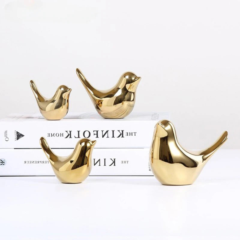 Gilded Wings: Nordic Ceramic Bird Figurines