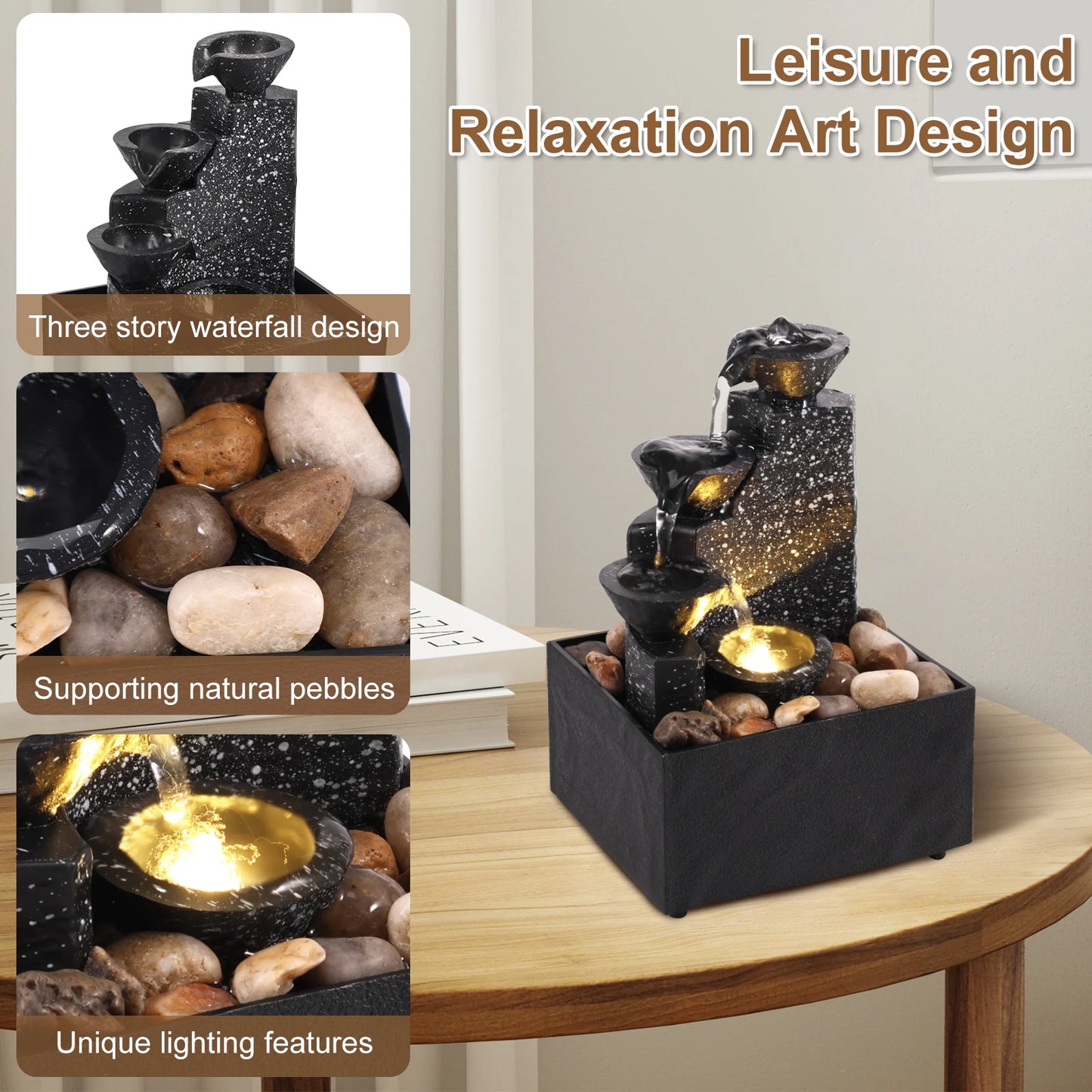 Calm Waters – Desktop Fountain with Soft Lights for Relaxing
