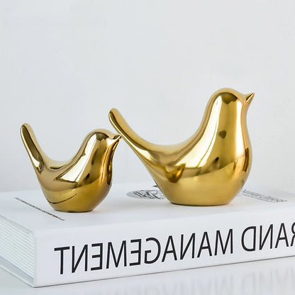 Gilded Wings: Nordic Ceramic Bird Figurines