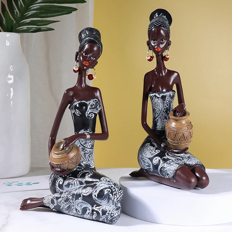 Heritage Grace – Elegant African Woman Sculpture in Resin