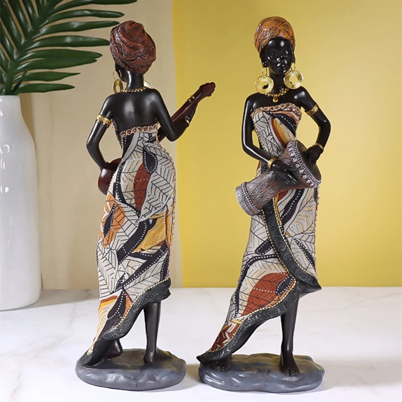 Heritage Grace – Elegant African Woman Sculpture in Resin